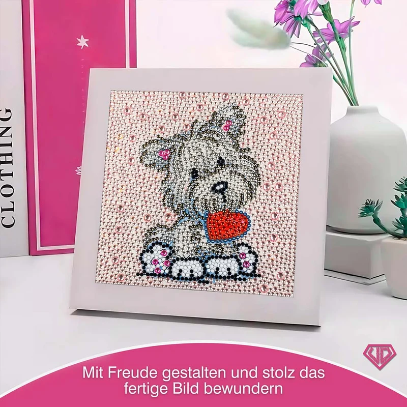 5D Diamond Painting Herz-Hündchen Benny Strasssteine