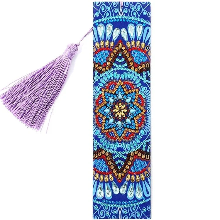 Lesezeichen Mandala blau/rot - Diamond Painting