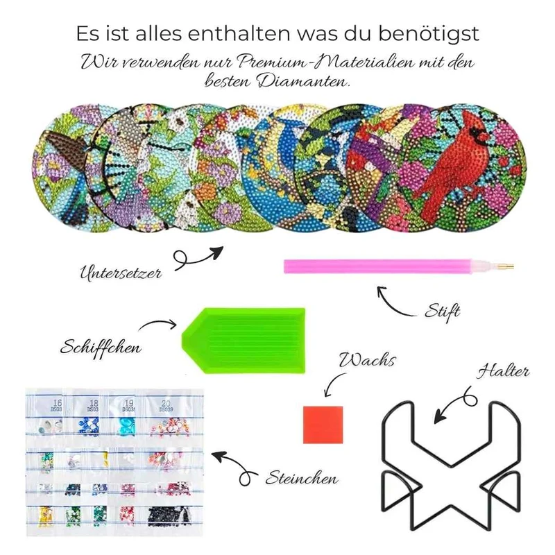 5D Diamond Painting Untersetzer Vögel