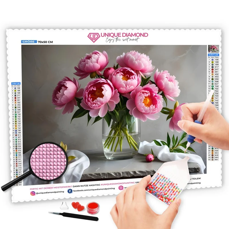 5D Diamond Painting – A Bouquet Of Vibrant Pink Peonies