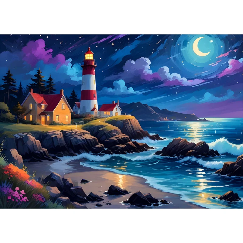 5D Diamond Painting – Lighthouse In The Moonlight