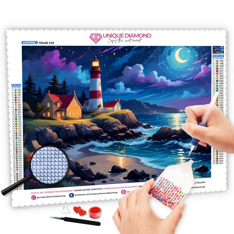 5D Diamond Painting – Lighthouse In The Moonlight