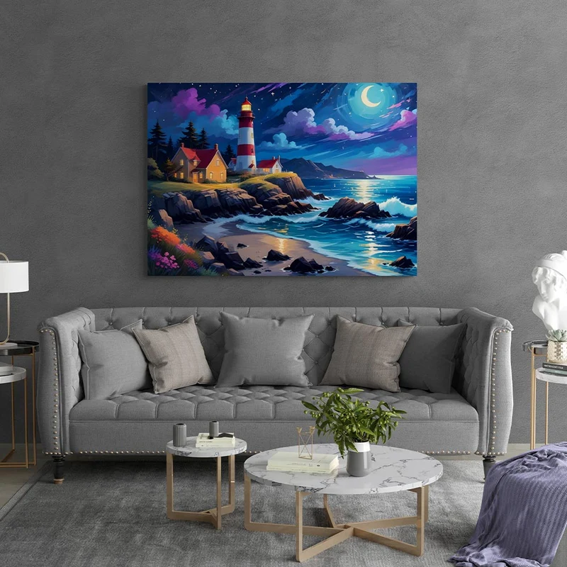 5D Diamond Painting – Lighthouse In The Moonlight