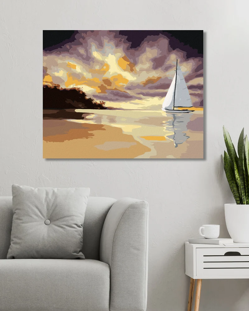 Diamond painting - KLEINES SEGELSCHIFF AN DER KÜSTE (D. RUSTY RUST)