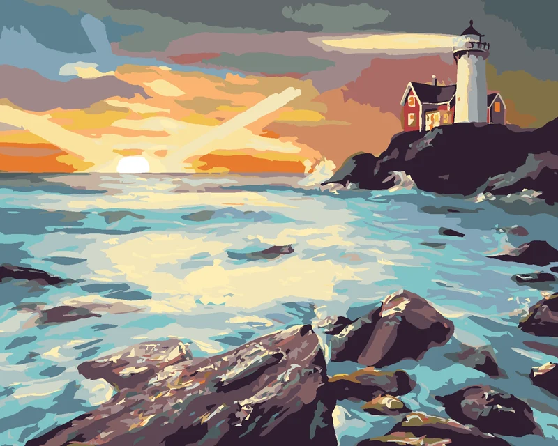 Diamond painting - LEUCHTTURM NACH SONNENUNTERGANG (D. RUSTY RUST)