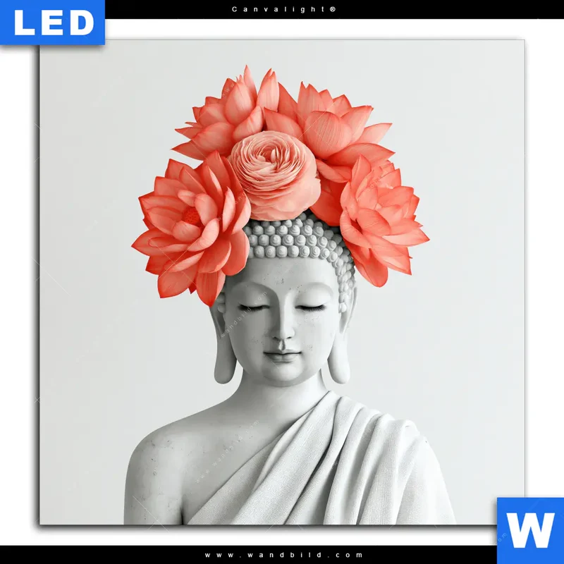 Canvalight® Leuchtbild | Buddha mit Blütenkrone | Quadrat