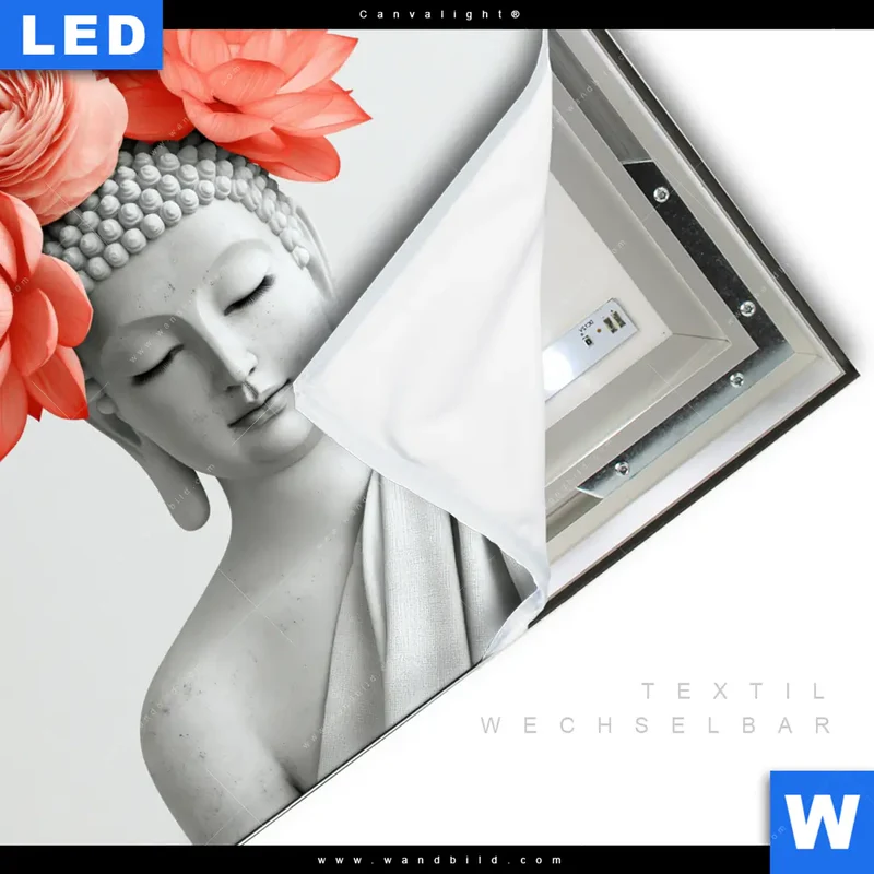 Canvalight® Leuchtbild | Buddha mit Blütenkrone | Quadrat