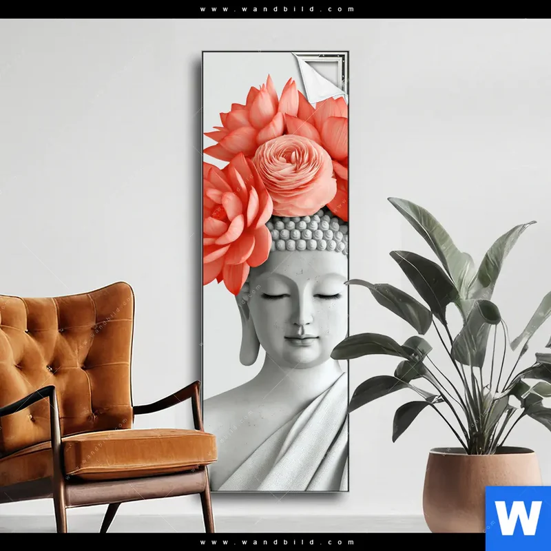 Spannbild | Buddha mit Blütenkrone | Schmal