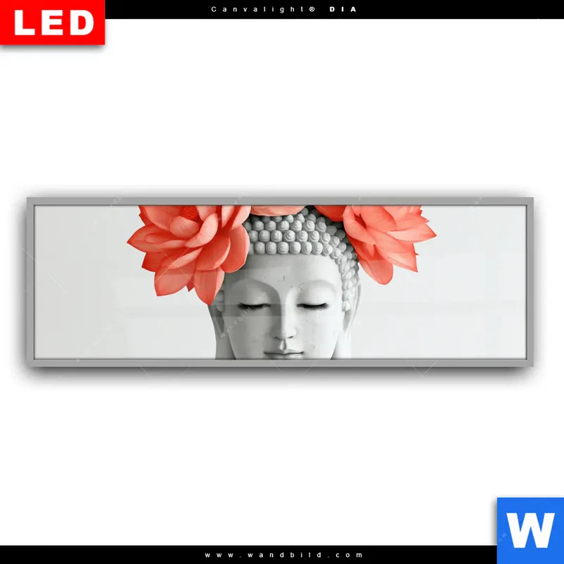 Leuchtbild Acrylglas Canvalight® DIA | Buddha mit Blütenkrone | Panorama