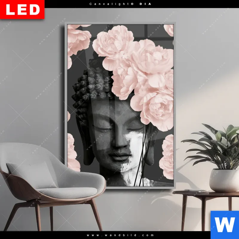 Wechselmotiv Acrylglas Canvalight® DIA | Buddha - Blüten der Stille | Hochformat