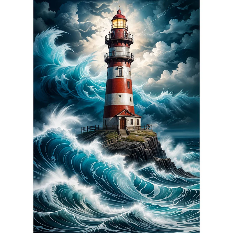 5D Diamond Painting – Lighthouse Storm