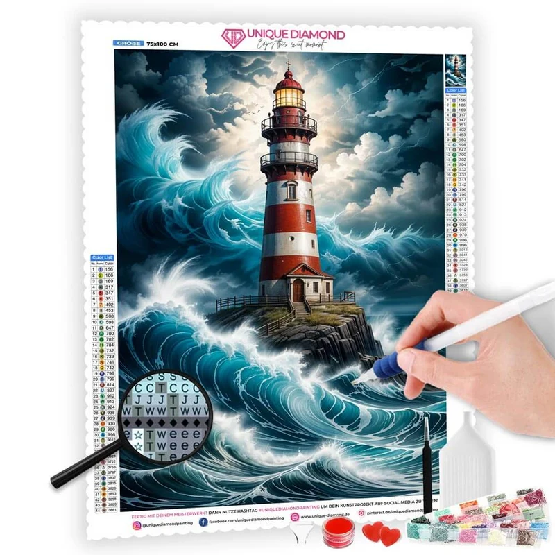 5D Diamond Painting – Lighthouse Storm