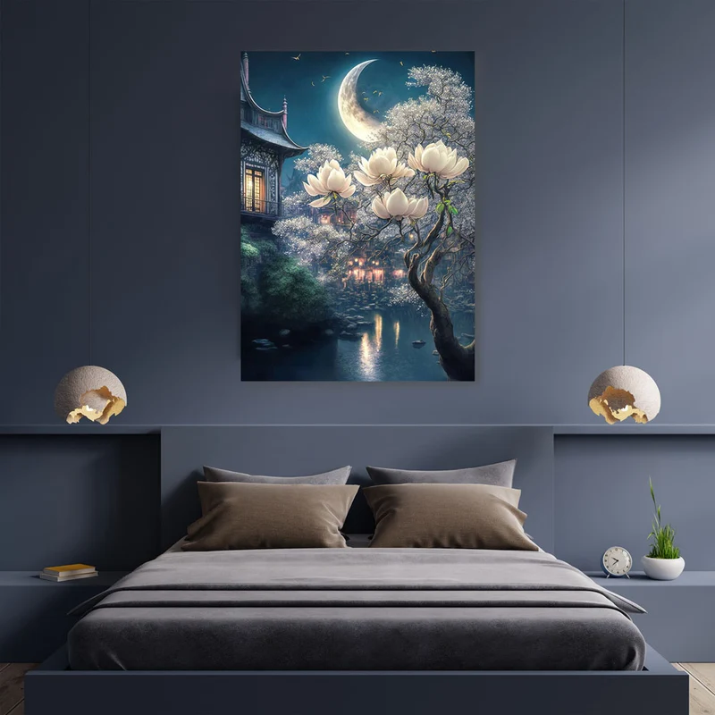 5D Diamond Painting – Dorf im Mondschein