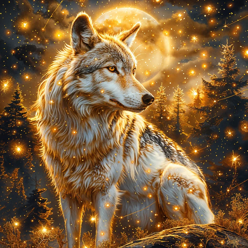 5D Diamond Painting – Lunar Guardian Wolf