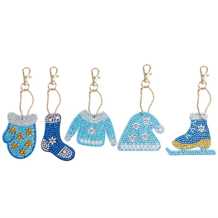 Diamond Painting Schlüsselanhänger Winter 5er Set DIY Bastelset