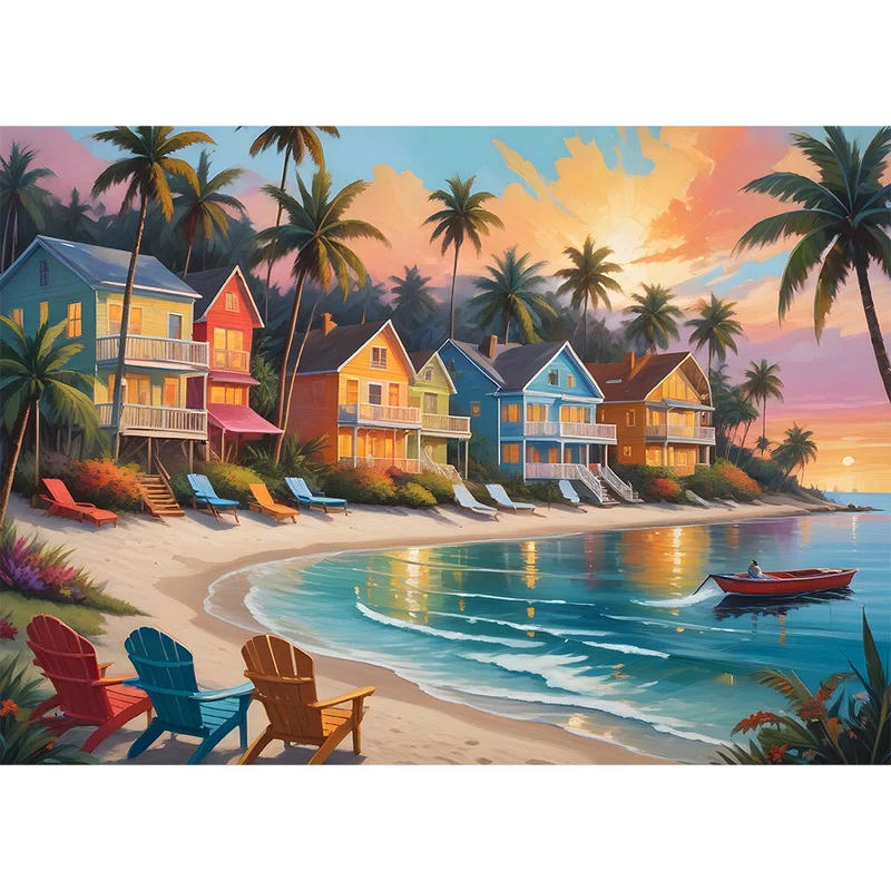 5D Diamond Painting – Tropical Beach Town