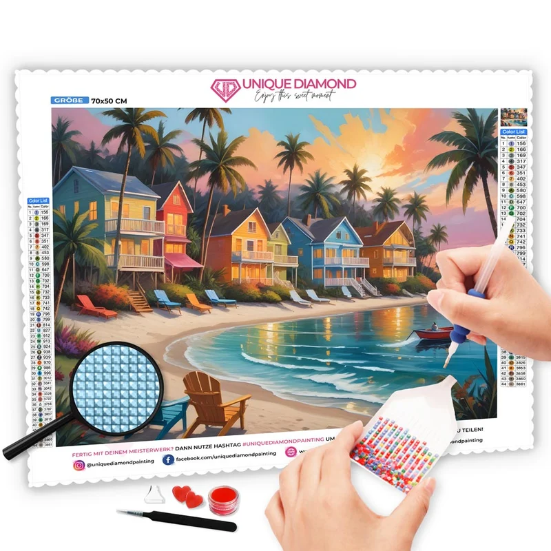 5D Diamond Painting – Tropical Beach Town