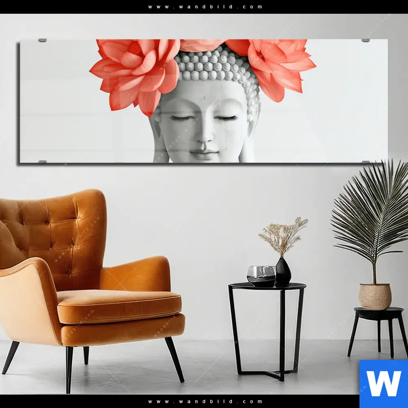 Acrylglasbild | Buddha mit Blütenkrone | Panorama