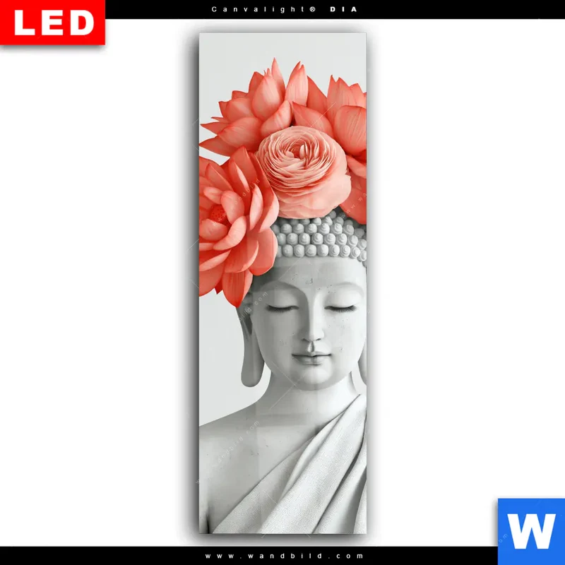 Wechselmotiv Acrylglas Canvalight® DIA | Buddha mit Blütenkrone | Schmal