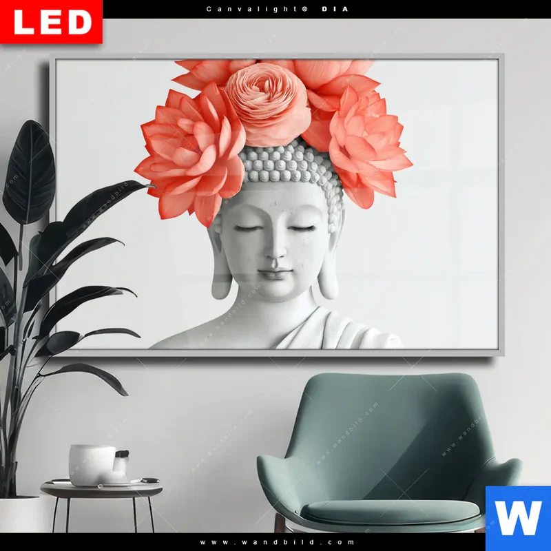 Wechselmotiv Acrylglas Canvalight® DIA | Buddha mit Blütenkrone | Querformat