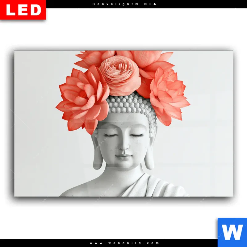 Wechselmotiv Acrylglas Canvalight® DIA | Buddha mit Blütenkrone | Querformat