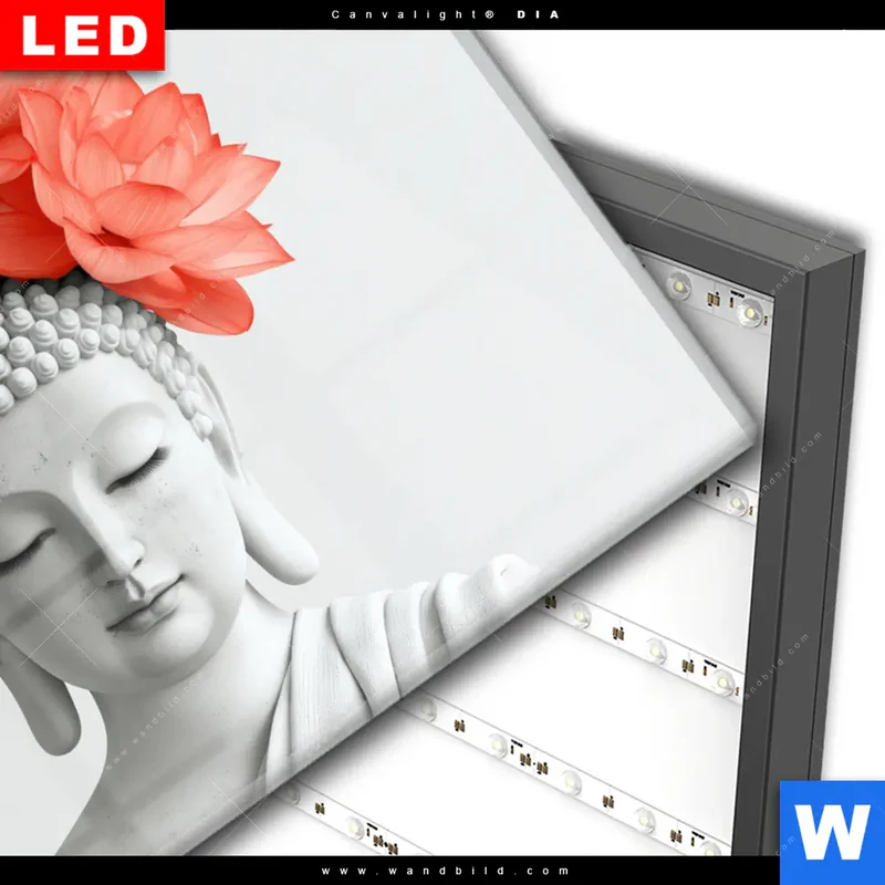 Wechselmotiv Acrylglas Canvalight® DIA | Buddha mit Blütenkrone | Querformat