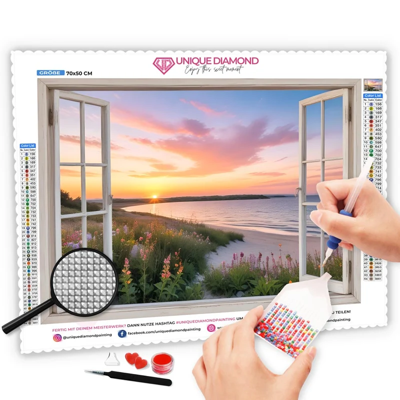5D Diamond Painting – Fenster Strandblick