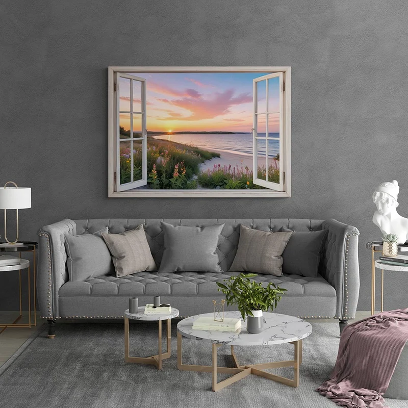 5D Diamond Painting – Fenster Strandblick