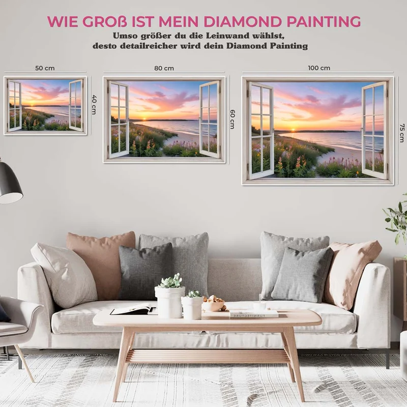 5D Diamond Painting – Fenster Strandblick