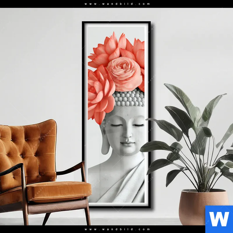 Poster | Buddha mit Blütenkrone | Schmal