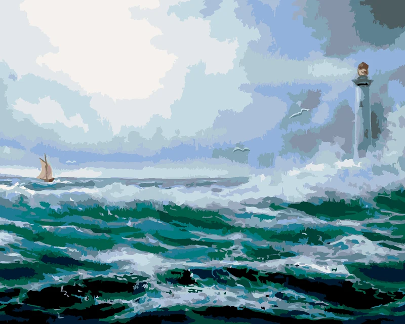Diamond painting - LEUCHTTURM IM OZEAN