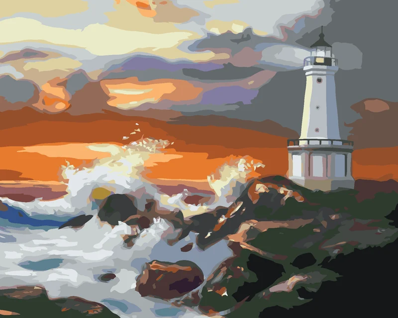 Diamond painting - LEUCHTTURM IN DER ABENDDÄMMERUNG (D. RUSTY RUST)