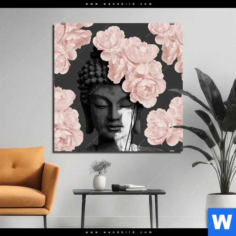 Aluminiumbild gebürstet | Buddha - Blüten der Stille | Quadrat