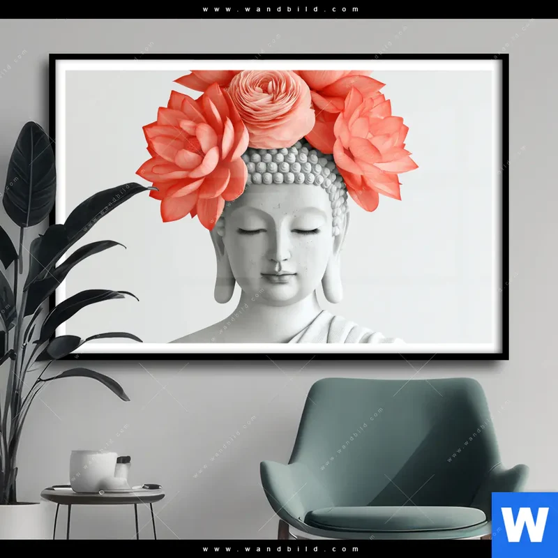 Poster | Buddha mit Blütenkrone | Querformat
