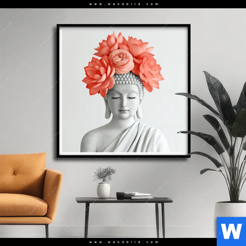 Poster | Buddha mit Blütenkrone | Quadrat