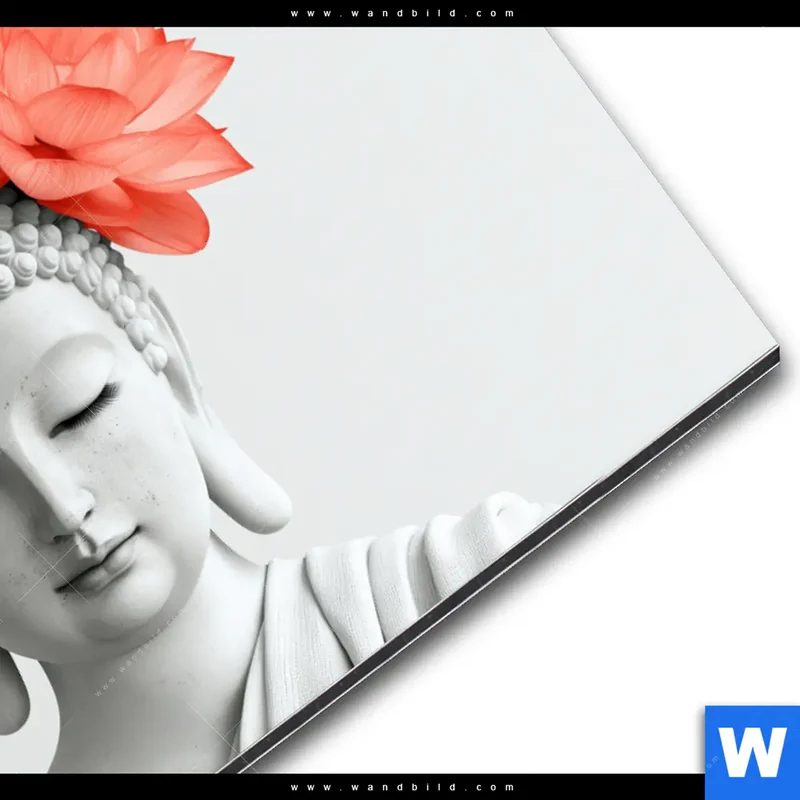 Alu-Dibond Bild | Buddha mit Blütenkrone | Querformat