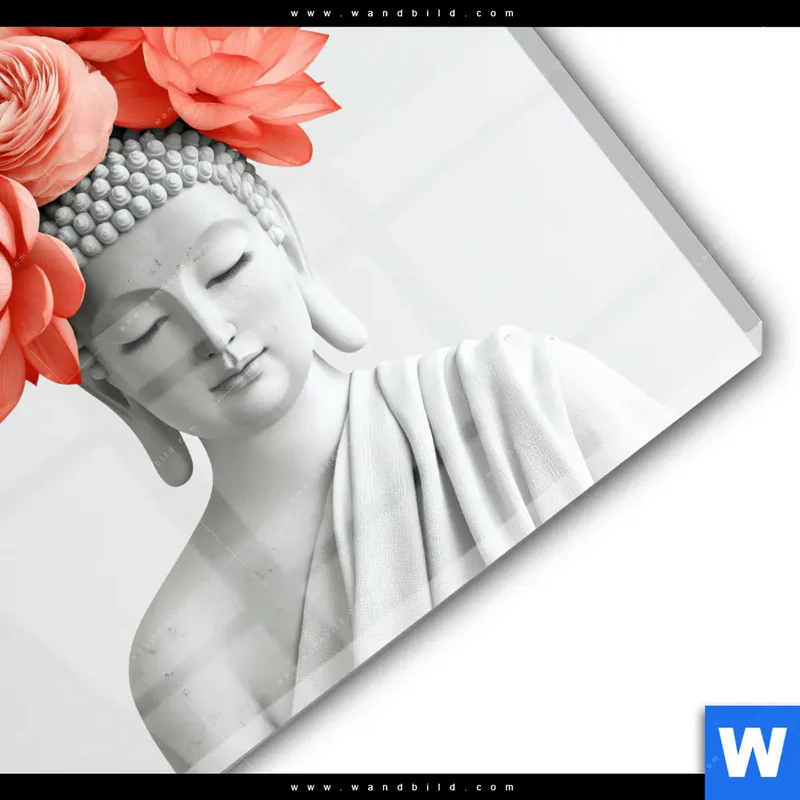 Acrylglasbild | Buddha mit Blütenkrone | Rund