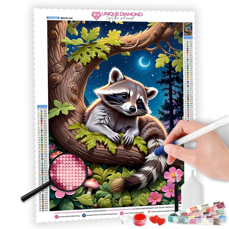 5D Diamond Painting – Racoon