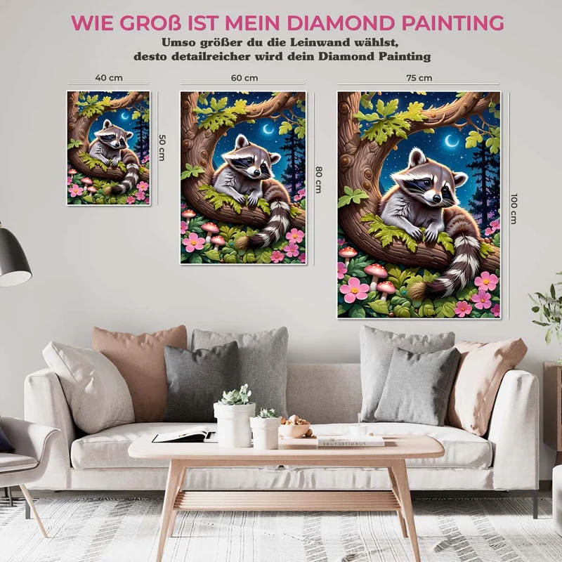 5D Diamond Painting – Racoon