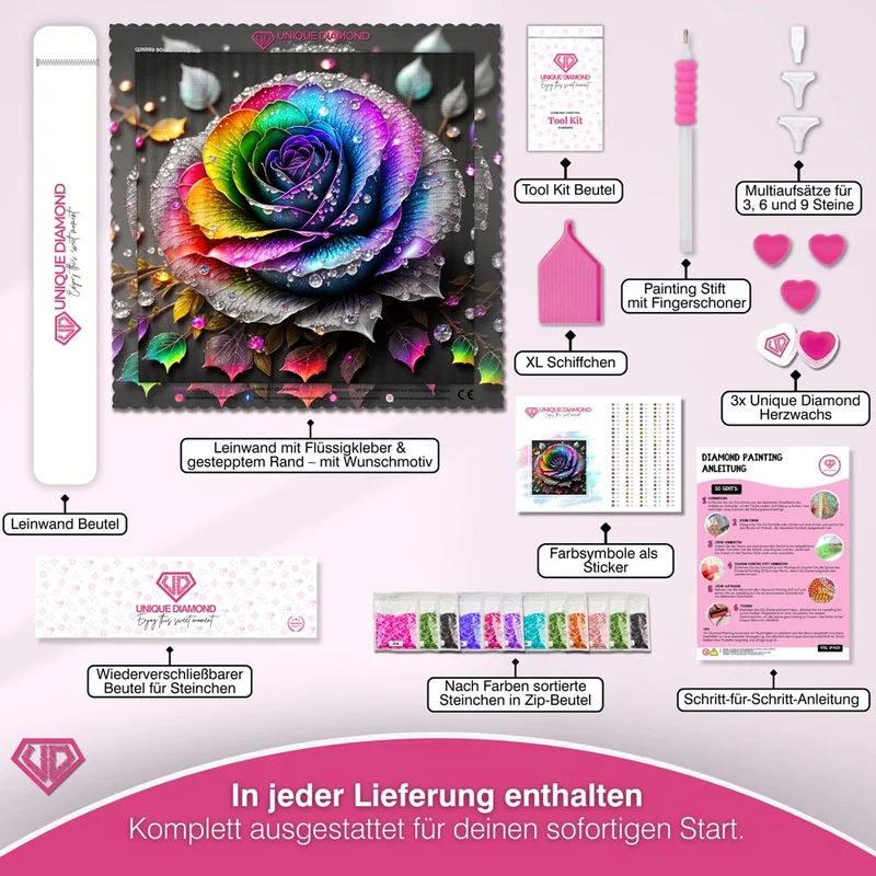 5D Diamond Painting – Farbige Rose