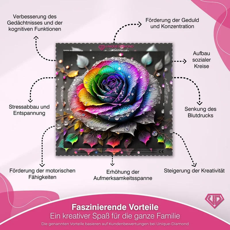 5D Diamond Painting – Farbige Rose