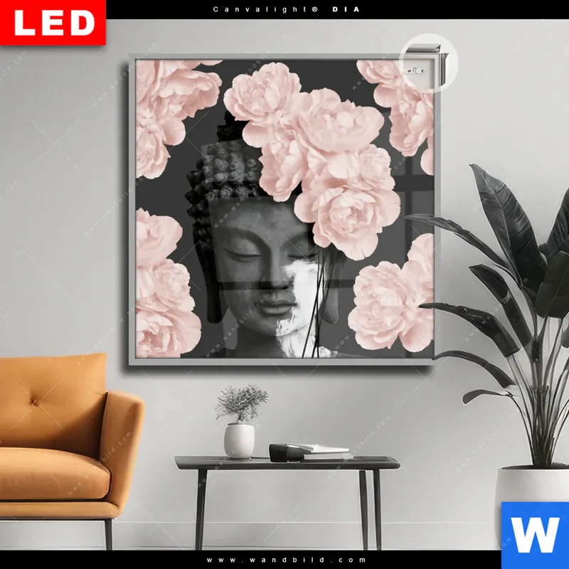 Leuchtbild Acrylglas Canvalight® DIA | Buddha - Blüten der Stille | Quadrat