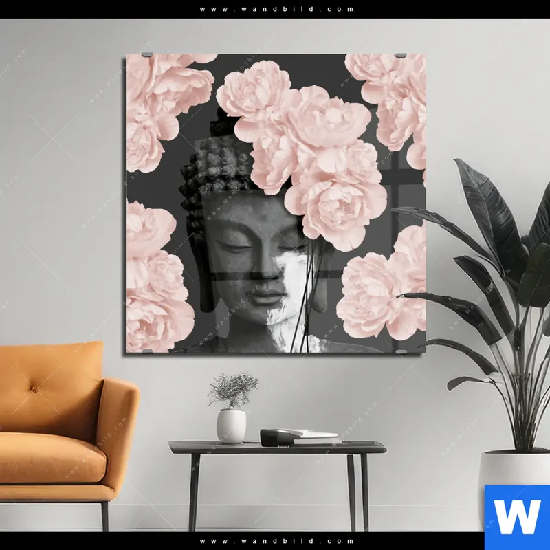 Acrylglasbild | Buddha - Blüten der Stille | Quadrat