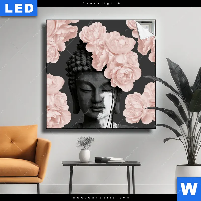Canvalight® Leuchtbild | Buddha - Blüten der Stille | Quadrat