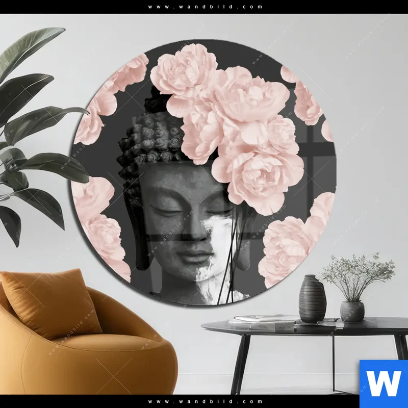 Acrylglasbild | Buddha - Blüten der Stille | Rund