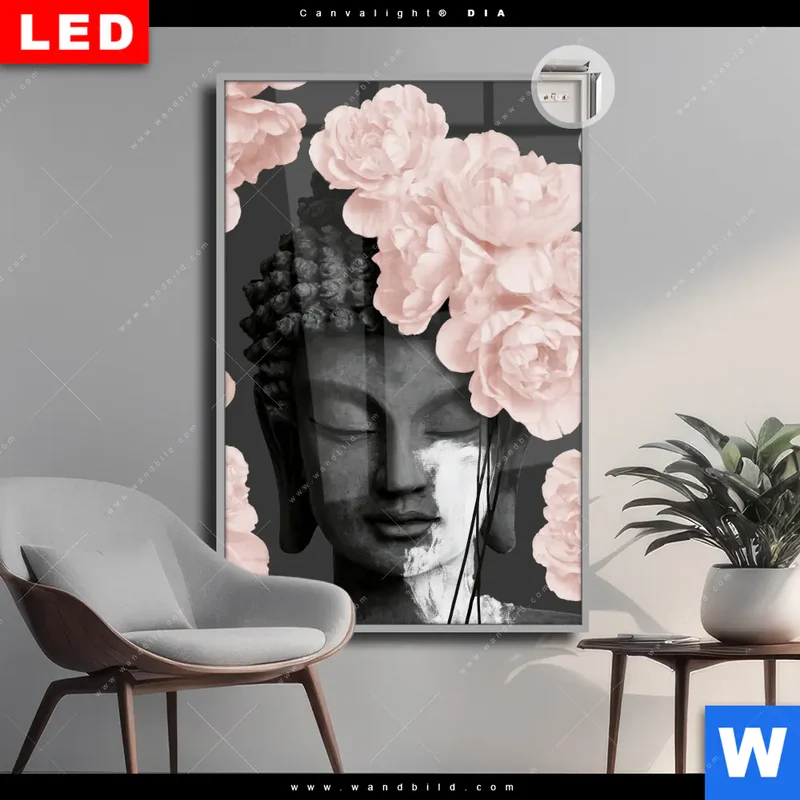 Leuchtbild Acrylglas Canvalight® DIA | Buddha - Blüten der Stille | Hochformat