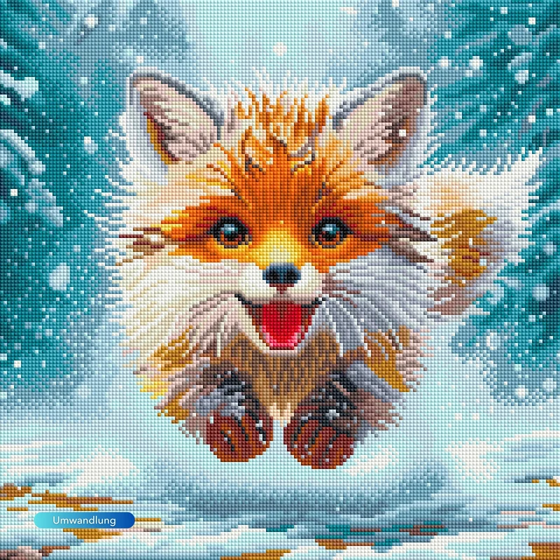 Diamond Painting - Kleiner Fuchs im Winterwald