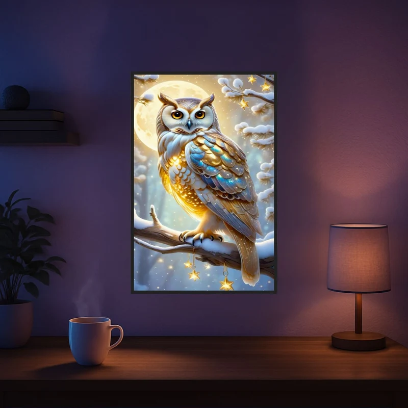 Diamond Painting - Goldene Schneeeule