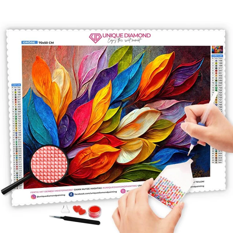 5D Diamond Painting – Farbige Blätter