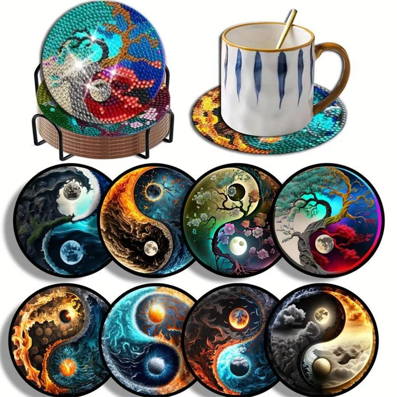 5D Diamond Painting Untersetzer Yin und Yang
